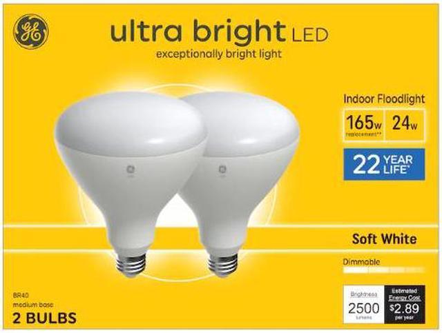 GE Ultra Bright 165 Watt EQ BR40 Soft White Medium Base e 26