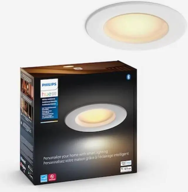Main image of Philips Smart Bluetooth Compatibility White 5-in or 6-in 1100-Lumen Switchable White Round Dimmable LED Recessed Downlight Item #5214166 Model #578526