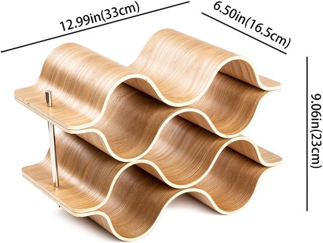 Alt view image 2 of 4 - Asian Home 6 Bottle 4-Tier Wave Desktop Wine Rack Freestanding Countertop Bottle Holder for Wine Storage, Wood, Modern and Minimalist