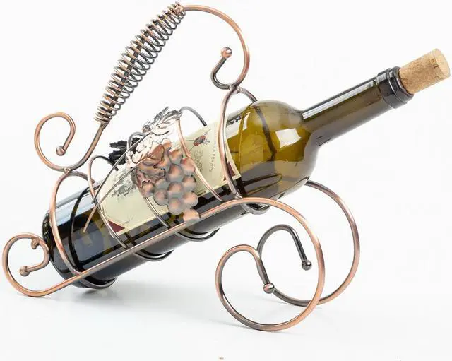 Alt view image 3 of 4 - Asian Home Wine Bottle Desktop Wine Rack Freestanding Countertop Bottle Holder for Wine Storage, Metal, Copper Colored