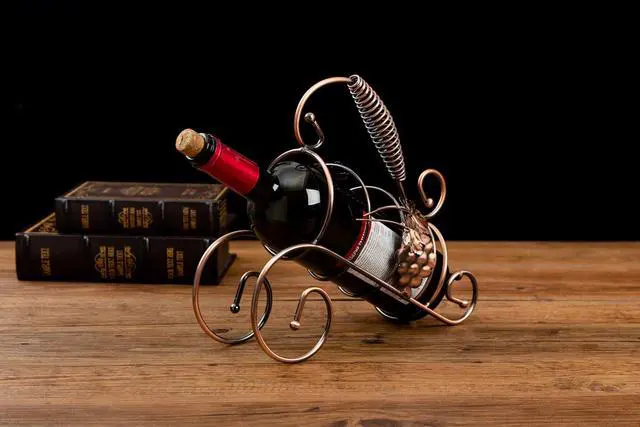 Alt view image 4 of 4 - Asian Home Wine Bottle Desktop Wine Rack Freestanding Countertop Bottle Holder for Wine Storage, Metal, Copper Colored