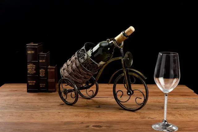 Alt view image 3 of 4 - Asian Home Bicycle Wine Bottle Holder Desktop Bike Wine Rack Freestanding Countertop Bottle Holder for Wine Storage, Metal, Gold Colored