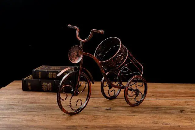 Alt view image 4 of 4 - Asian Home Bicycle Wine Bottle Holder Desktop Bike Wine Rack Freestanding Countertop Bottle Holder for Wine Storage, Metal, Metallic Red Colored
