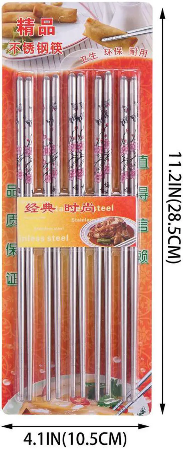 Alt view image 4 of 4 - 10 Pcs (5 Pairs) Butterfly Design Silver Stainless Steel Chopsticks