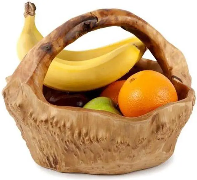 Alt view image 2 of 4 - Wooden Basket Handmade Natural Root Wood Craft Storage Basket For Fruits, Breads, Candy or Potpourri And Decorative Accents