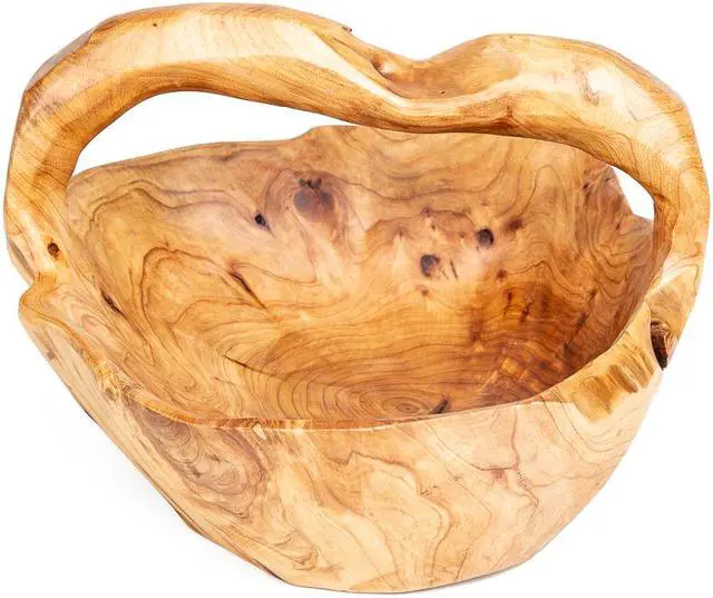 Alt view image 3 of 4 - Wooden Basket Handmade Natural Root Wood Craft Storage Basket For Fruits, Breads, Candy or Potpourri And Decorative Accents