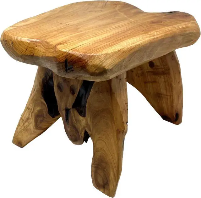 Main image of THY Collectibles Natural Tree Stump Stool Live Edge Cedar Wood Plant Stand, Stool, Garden Bench, Side Table L13" x W11" x H9.5"