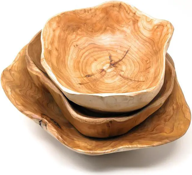 Alt view image 3 of 4 - THY COLLECTIBLES Wooden Bowl Handmade Storage Natural Root Wood Crafts Bowl Fruit Salad Serving Bowls (Large 12"-14")