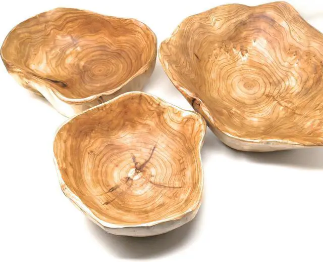 Alt view image 4 of 4 - THY COLLECTIBLES Wooden Bowl Handmade Storage Natural Root Wood Crafts Bowl Fruit Salad Serving Bowls (Large 12"-14")
