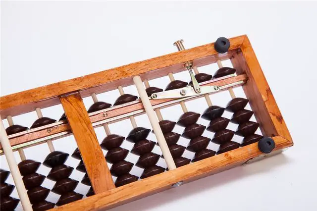 Alt view image 2 of 3 - THY COLLECTIBLES Vintage-Style 13 Rods Wooden Abacus Soroban Chinese Japanese Calculator Counting Tool w/ Reset Button 9.75"