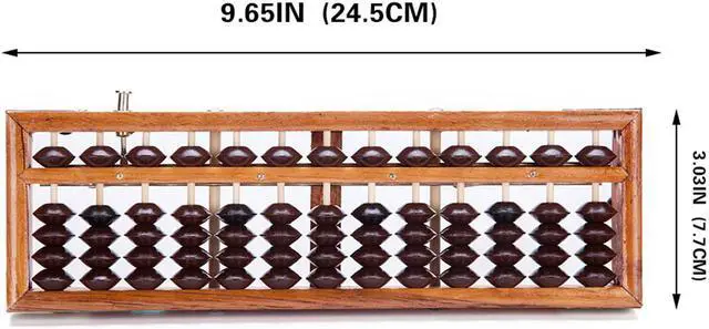 Alt view image 3 of 3 - THY COLLECTIBLES Vintage-Style 13 Rods Wooden Abacus Soroban Chinese Japanese Calculator Counting Tool w/ Reset Button 9.75"