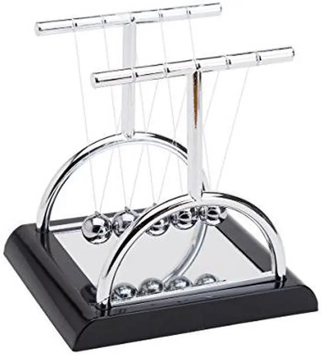 Main image of THY COLLECTIBLES Unique Semicircle Newtons Cradle Balance Balls with Mirror 5.5 inch Desk Top Decoration Kinetic Motion Toy for Home and Office