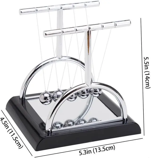 Alt view image 4 of 4 - THY COLLECTIBLES Unique Semicircle Newtons Cradle Balance Balls with Mirror 5.5 inch Desk Top Decoration Kinetic Motion Toy for Home and Office