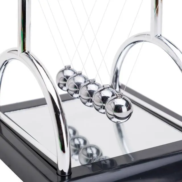 Alt view image 2 of 4 - THY COLLECTIBLES Unique Semicircle Newtons Cradle Balance Balls with Mirror 5.5 inch Desk Top Decoration Kinetic Motion Toy for Home and Office