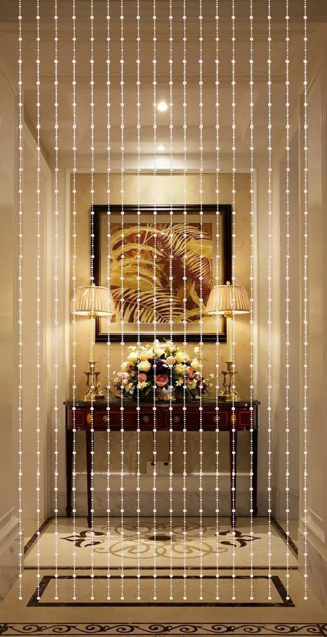 Main image of THY COLLECTIBLES Beautiful Home Decor Acrylic Beaded Curtain Door Screen Divider - Acrylic White Balls