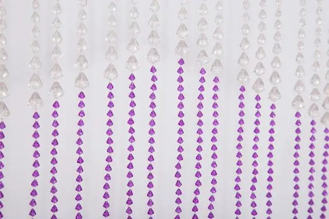 Main image of THY COLLECTIBLES Beautiful Home Decor Acrylic Beaded Curtain Door Screen Divider - Acrylic Purple & Crystal Clear Teardrop