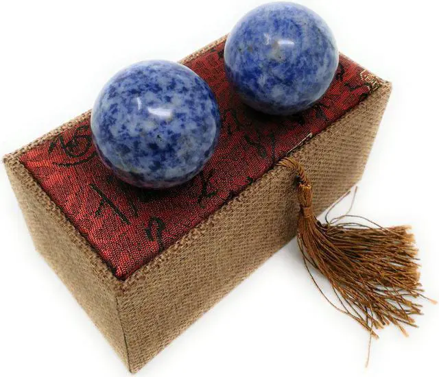 Main image of Blue Corundum Marble Stone Chinese Healthy Exercise Massage Baoding Balls