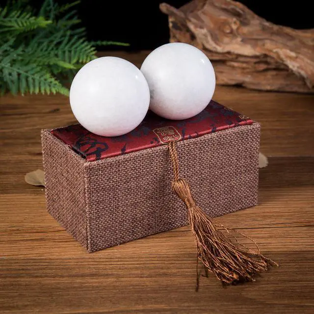 Alt view image 2 of 4 - White Marble Stone Chinese Healthy Exercise Massage Baoding Balls