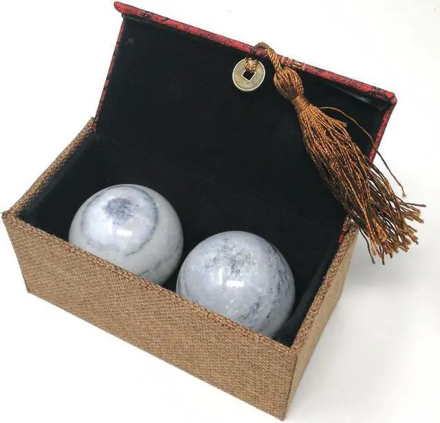 Alt view image 4 of 5 - Galaxy Pattern Marble Stone Chinese Healthy Exercise Massage Baoding Balls