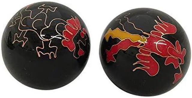 Alt view image 2 of 2 - Baoding Balls Chinese Health Massage Exercise Stress Balls -Black Dragon & Phoenix #2