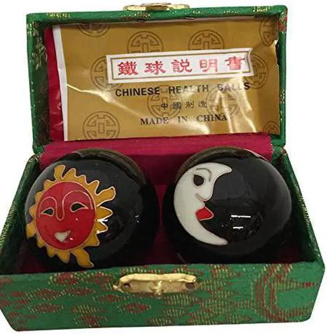 Main image of Baoding Balls Chinese Health Massage Exercise Stress Balls -Black Moon & Sun #2