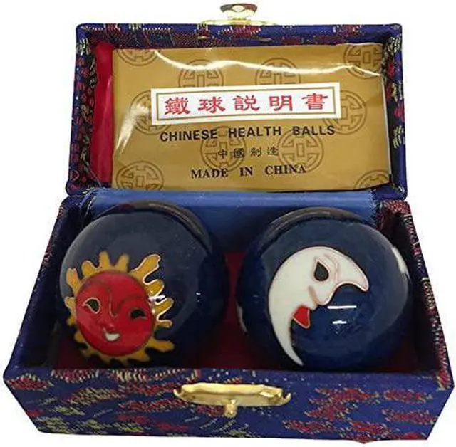 Main image of Baoding Balls Chinese Health Massage Exercise Stress Balls -Blue Moon & Sun #2