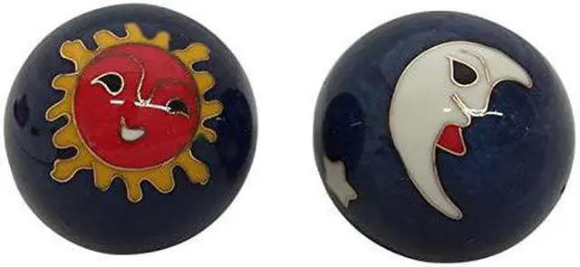 Alt view image 2 of 2 - Baoding Balls Chinese Health Massage Exercise Stress Balls -Blue Moon & Sun #2