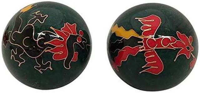 Alt view image 2 of 2 - Baoding Balls Chinese Health Massage Exercise Stress Balls - Green Dragon & Phoenix #2