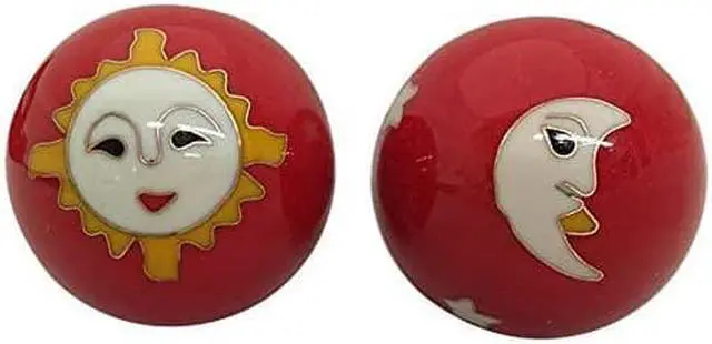 Alt view image 2 of 2 - Baoding Balls Chinese Health Massage Exercise Stress Balls - Red Moon & Sun #2