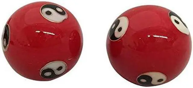 Alt view image 2 of 2 - Baoding Balls Chinese Health Massage Exercise Stress Balls - Red Yinyang #2