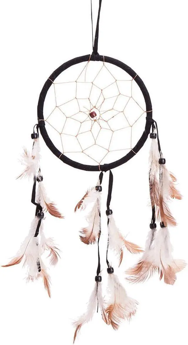Main image of THY COLLECTIBLES 15" Traditional Black Dream Catcher with Feathers Wall or Car Hanging Ornament Single Circle