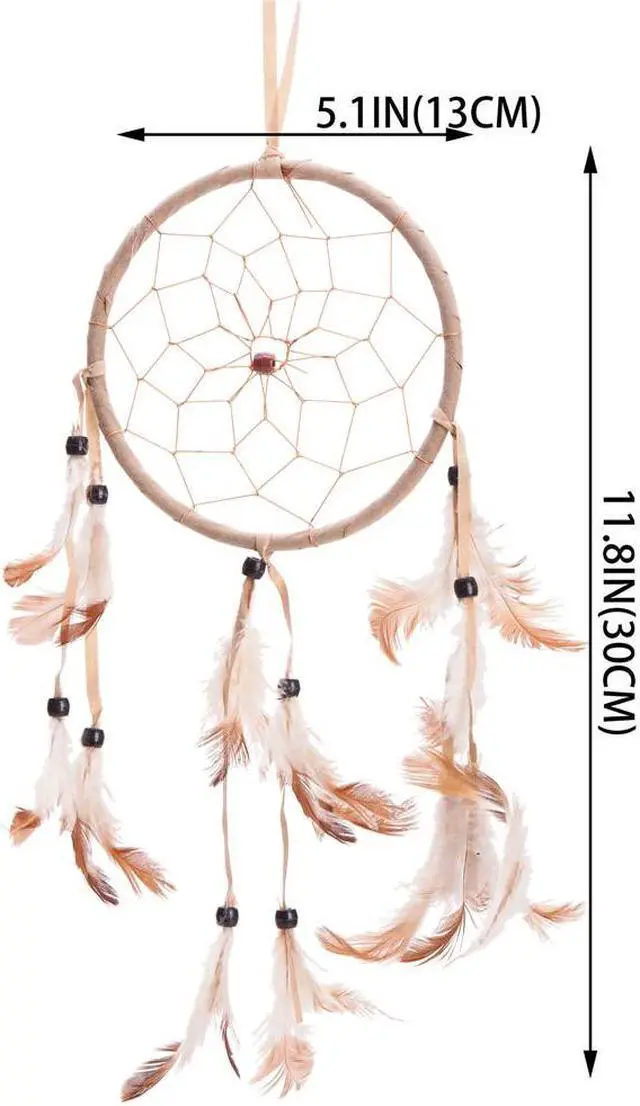 Alt view image 2 of 3 - THY COLLECTIBLES 15" Traditional Beige Dream Catcher with Feathers Wall or Car Hanging Ornament Single Circle