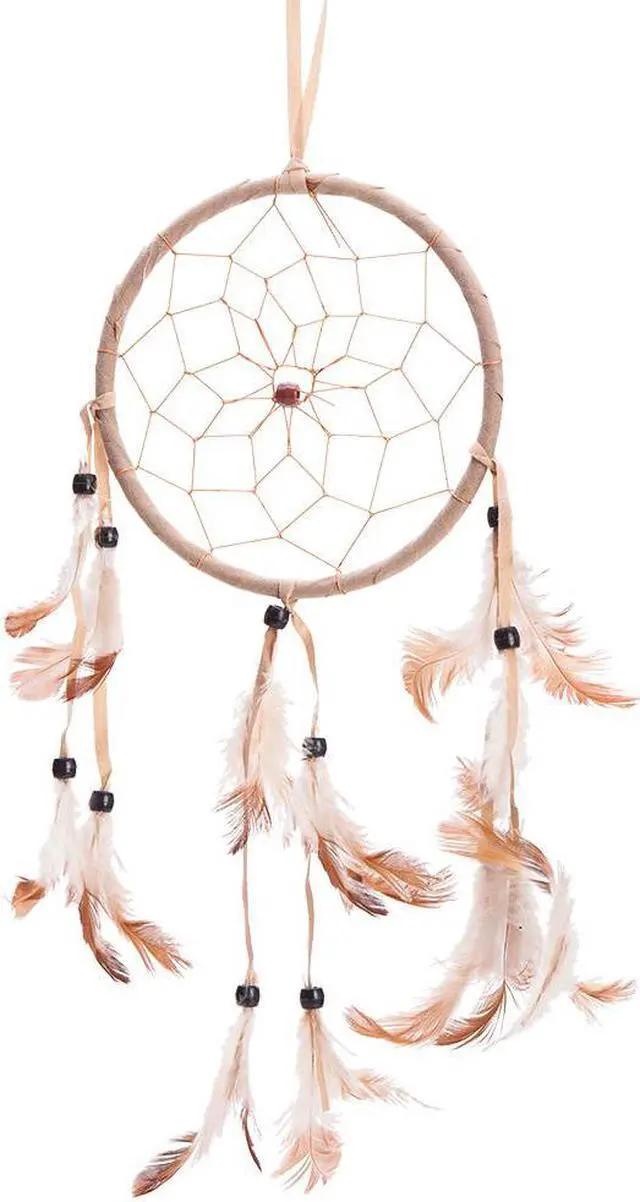 Main image of THY COLLECTIBLES 15" Traditional Beige Dream Catcher with Feathers Wall or Car Hanging Ornament Single Circle
