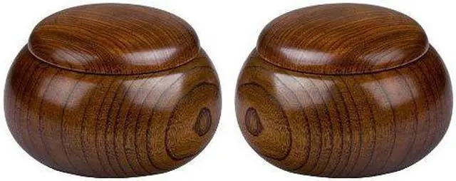 Main image of THY COLLECTIBLES Pair of 2 Wooden Go Game Pieces Holder Bowls