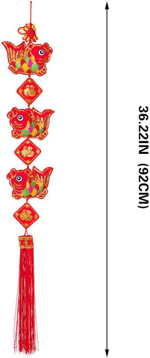 Alt view image 3 of 3 - THY COLLECTIBLES Oriental Feng Shui Handcraft Knitted Sequin Embroidered Chinese Traditional Ornamental Knot Tassel for Home, Party & Holiday Decor Fu (Fortune) Fish