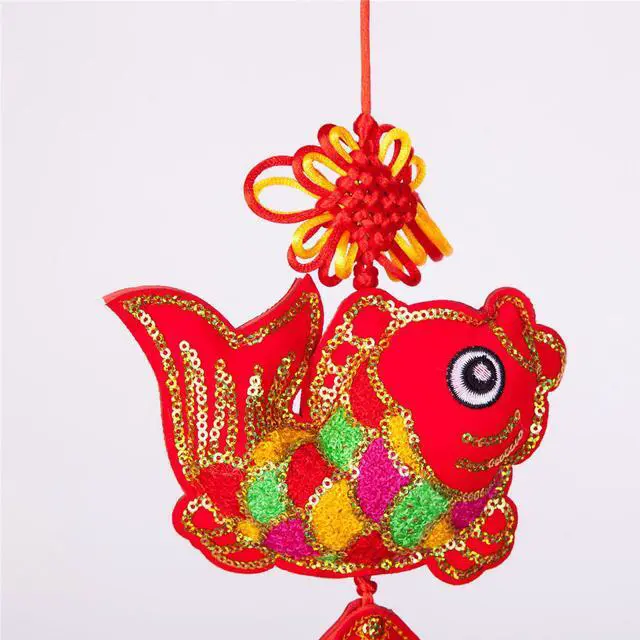 Alt view image 2 of 3 - THY COLLECTIBLES Oriental Feng Shui Handcraft Knitted Sequin Embroidered Chinese Traditional Ornamental Knot Tassel for Home, Party & Holiday Decor Fu (Fortune) Fish