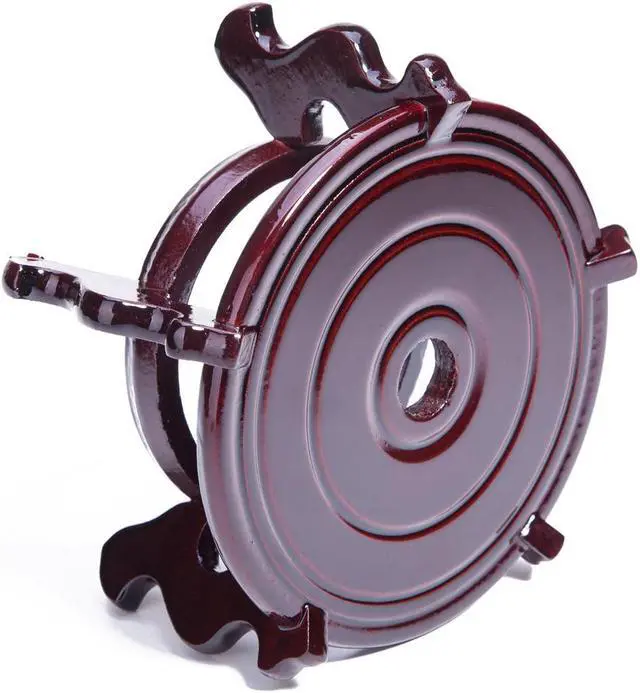 Alt view image 2 of 3 - THY COLLECTIBLES Beautiful Hand Craft Rosewood Oriental Fishbowl Vase Stand Round 5"