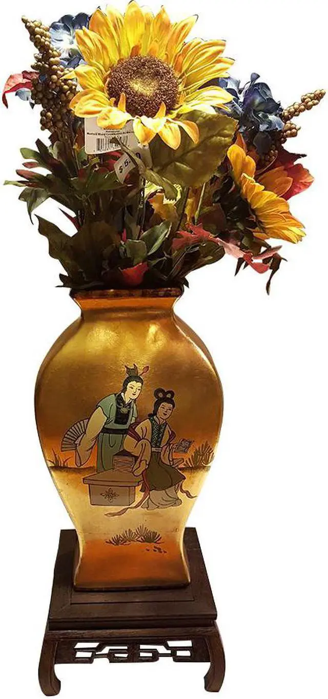 Alt view image 2 of 3 - THY COLLECTIBLES Beautiful Hand Craft Rosewood Oriental Vase Stand 5.5"