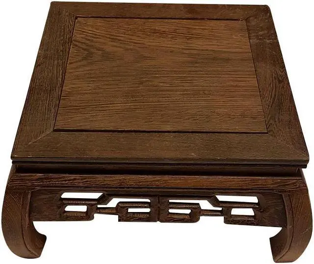 Alt view image 3 of 3 - THY COLLECTIBLES Beautiful Hand Craft Rosewood Oriental Vase Stand 5.5"