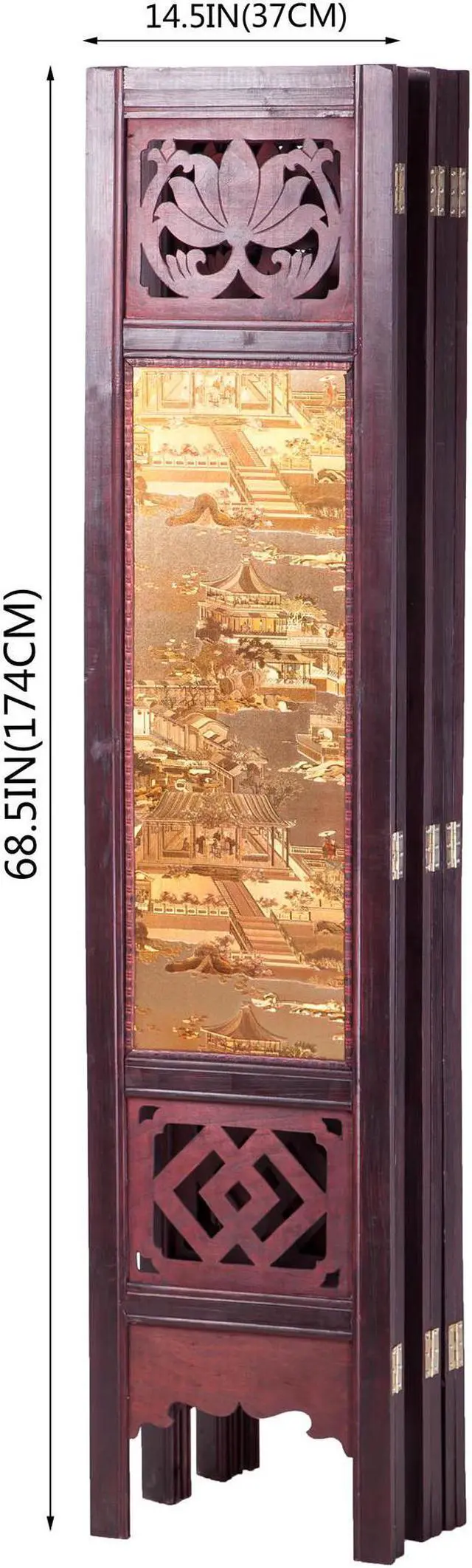 Alt view image 2 of 4 - THY COLLECTIBLES Vintage Oriental Style 6 Panels Screen Room Divider FUR5008