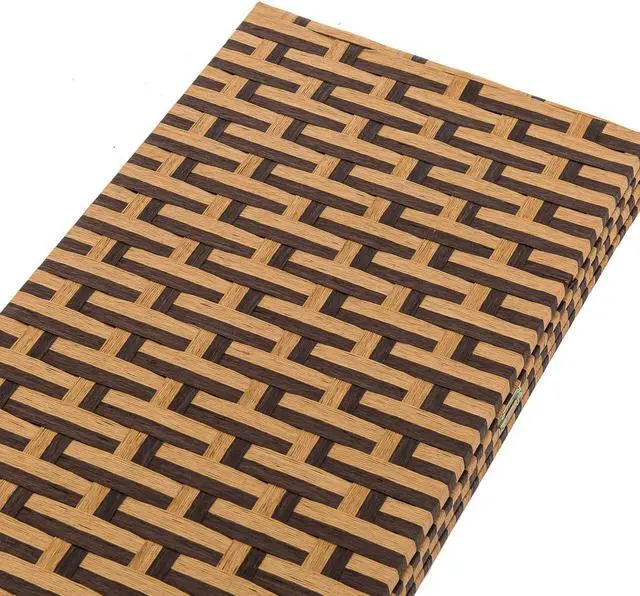 Alt view image 4 of 4 - Freestanding Woven Bamboo 4 Panels Hinged Privacy Panel Screen Partition Wall with 2 Display Shelves Holding Room Divider with Shelves-Bamboo (Coffee Brown)