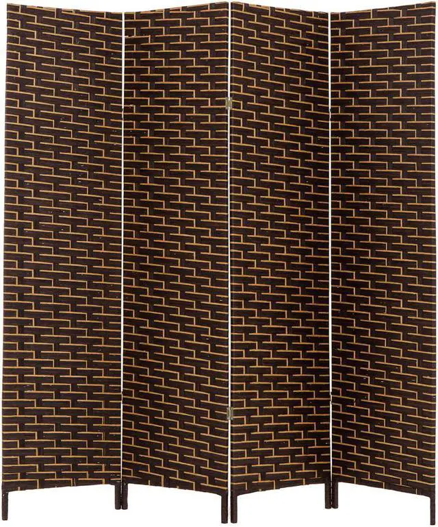 Main image of Decorative Freestanding Woven Bamboo 4 Panels Hinged Privacy Panel Screen Portable Folding Room Divider (Dark Mocha)