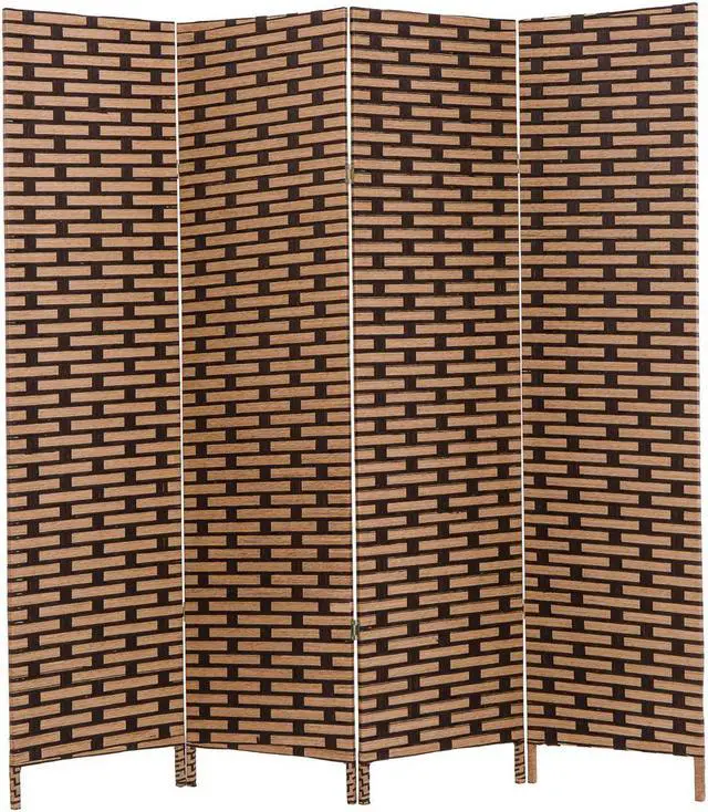 Main image of Decorative Freestanding Woven Bamboo 4 Panels Hinged Privacy Panel Screen Portable Folding Room Divider (Chocolate)