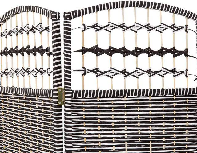 Alt view image 3 of 4 - Decorative Freestanding Woven Bamboo 4 Panels Hinged Privacy Panel Screen Portable Folding Room Divider 62" W X 68" H (Grey)