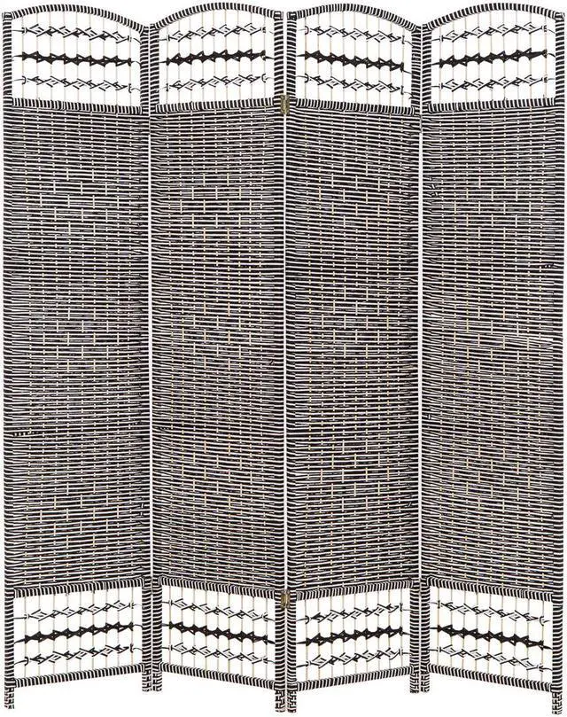 Main image of Decorative Freestanding Woven Bamboo 4 Panels Hinged Privacy Panel Screen Portable Folding Room Divider 62" W X 68" H (Grey)