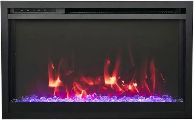 Alt view image 5 of 7 - Amantii Traditional Xtraslim – Extra Slim 33” Electric Fireplace with a 3 Speed Motor, WiFi Capable and Programmable Remote