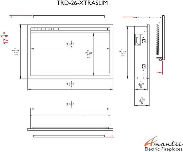 Alt view image 7 of 7 - Amantii Traditional Xtraslim  26 Electric Fireplace with a 3 Speed Motor, WiFi Capable and Programmable Remote