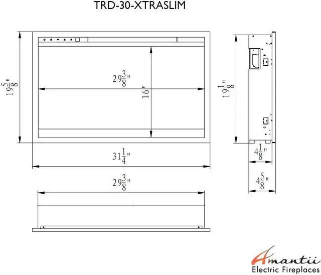Alt view image 7 of 7 - Amantii Traditional Xtraslim – Extra Slim 30” Electric Fireplace with a 3 Speed Motor, WiFi Capable and Programmable Remote