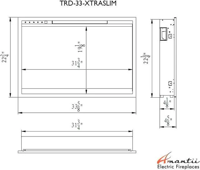 Alt view image 7 of 7 - Amantii Traditional Xtraslim – Extra Slim 33” Electric Fireplace with a 3 Speed Motor, WiFi Capable and Programmable Remote