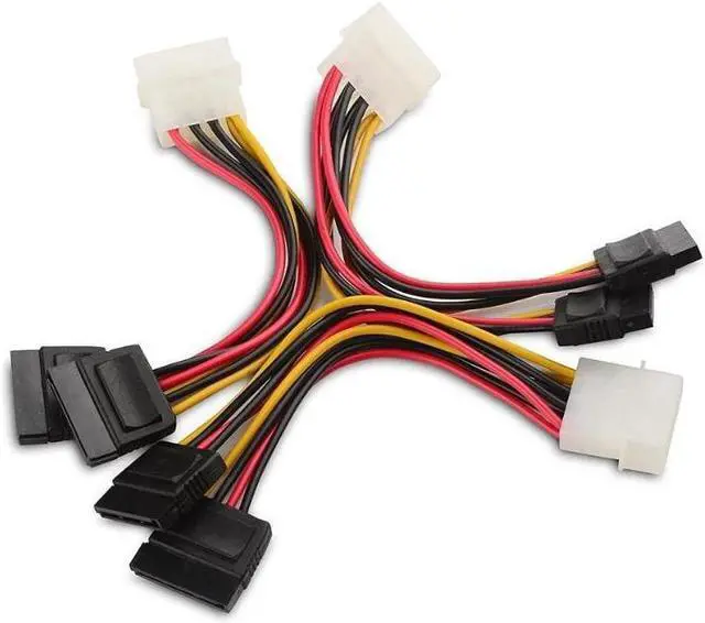 Alt view image 2 of 5 - 3-Pack 4 Pin Molex to Dual SATA Power Y-Cable Adapter- 6 Inches
